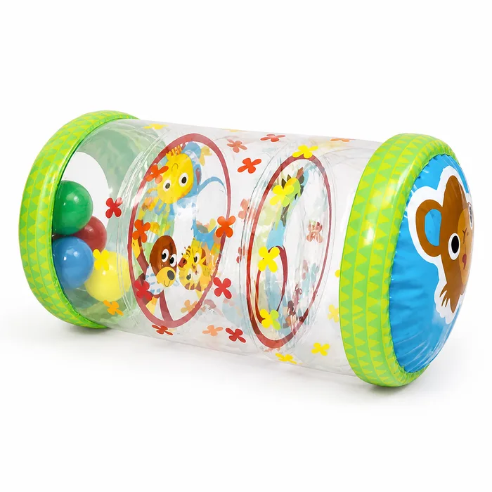 Inflatable roller with rattles
