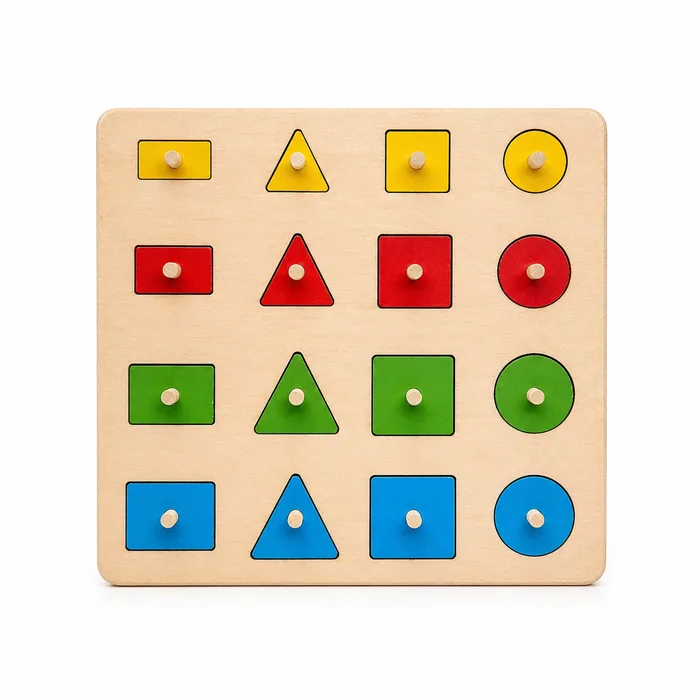 Wooden shape sorting board