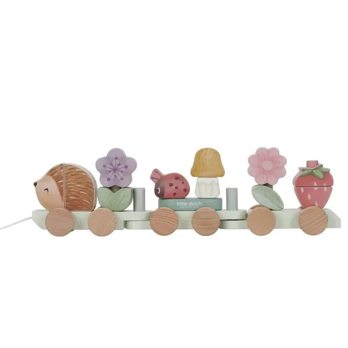 Wooden pull-along train