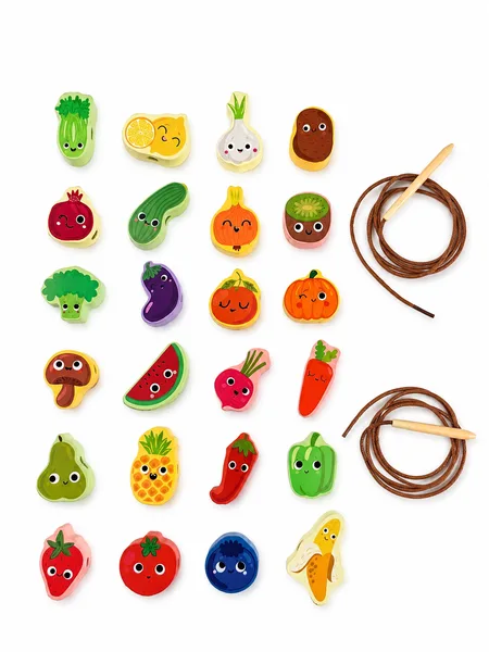 Small wooden lacing toy “Fruits”