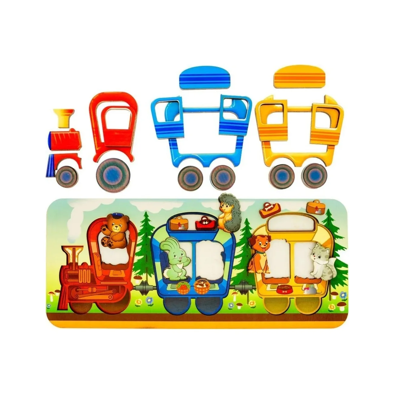 Wooden Peg Puzzle Train