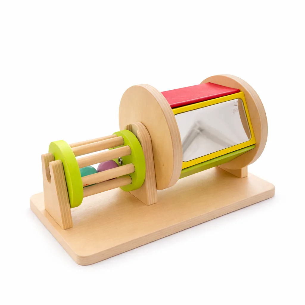 Wooden rolling drum toy