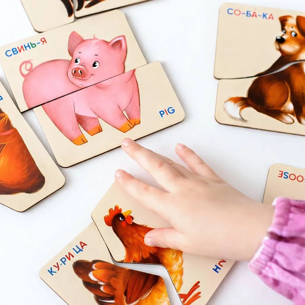 Half puzzles for kids "Animals"